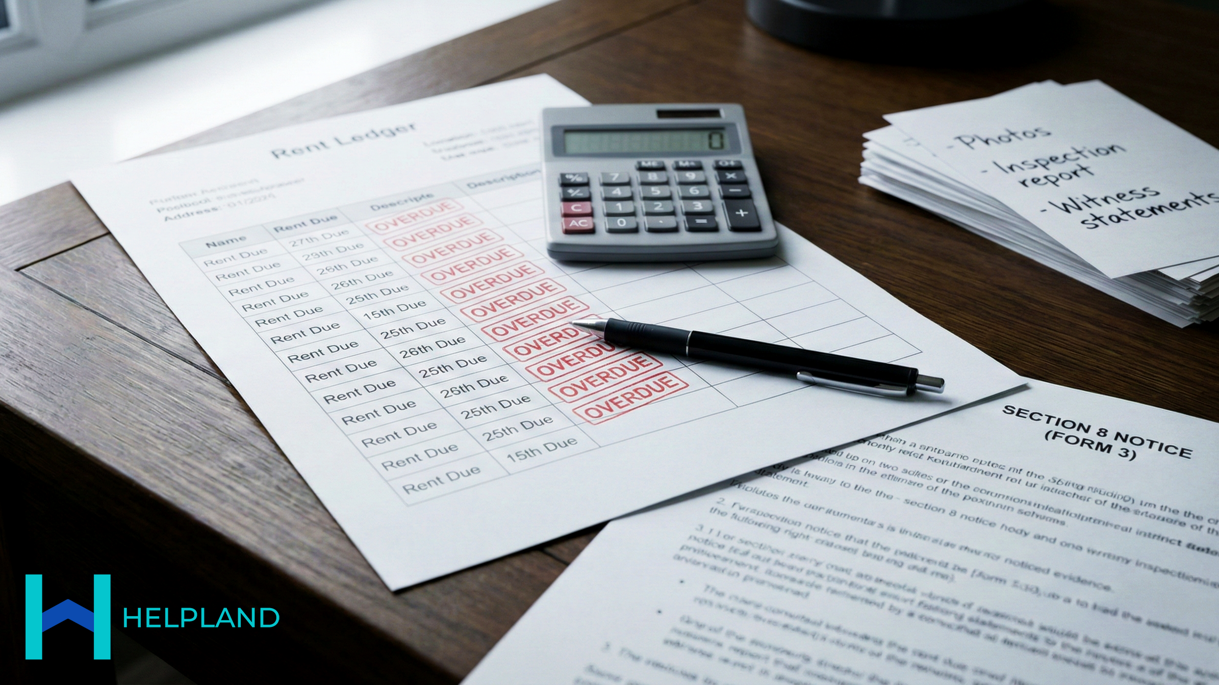 A rent ledger sheet showing lots of overdue rent