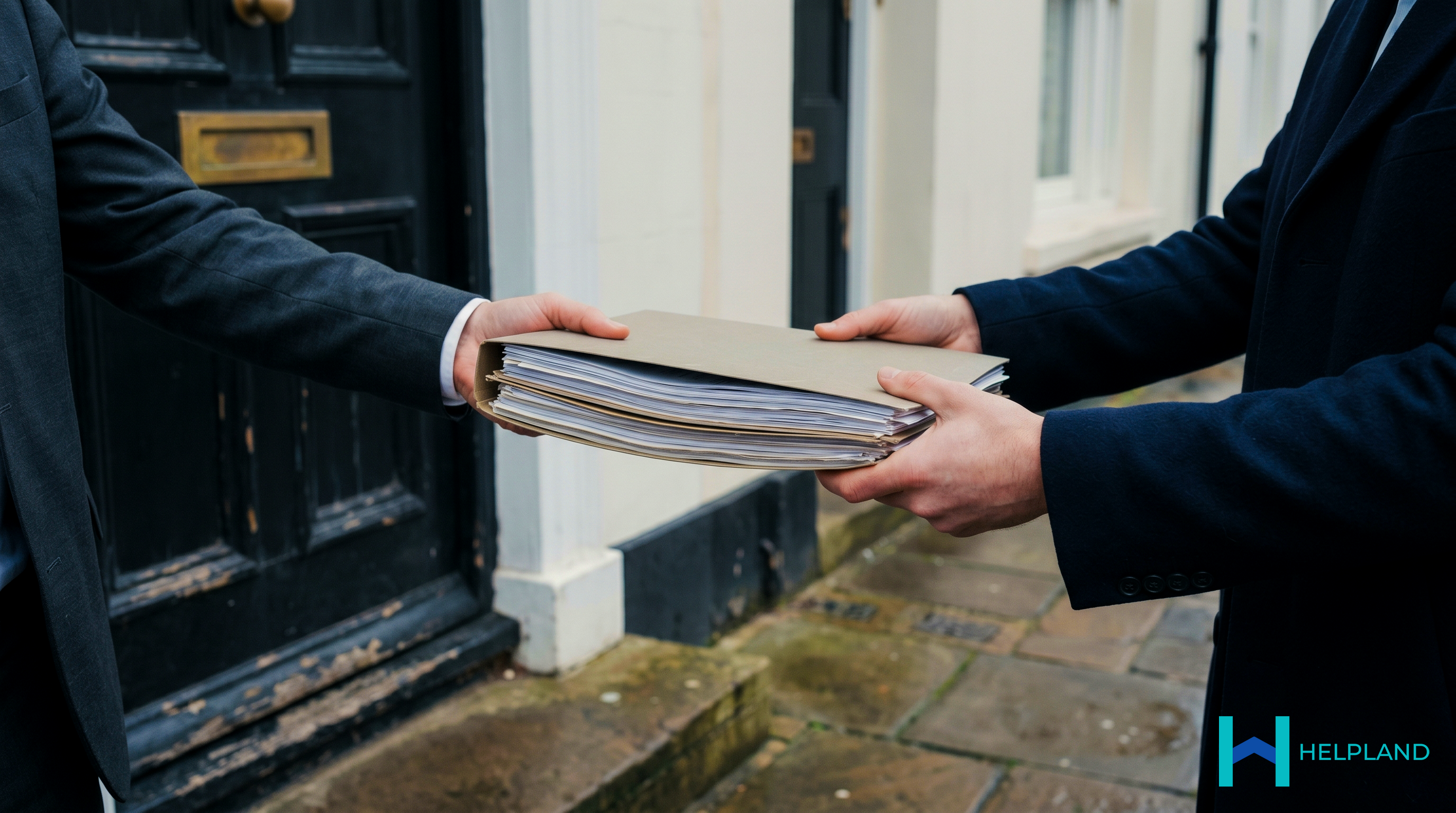 Landlord and Letting agent exchanging documents 