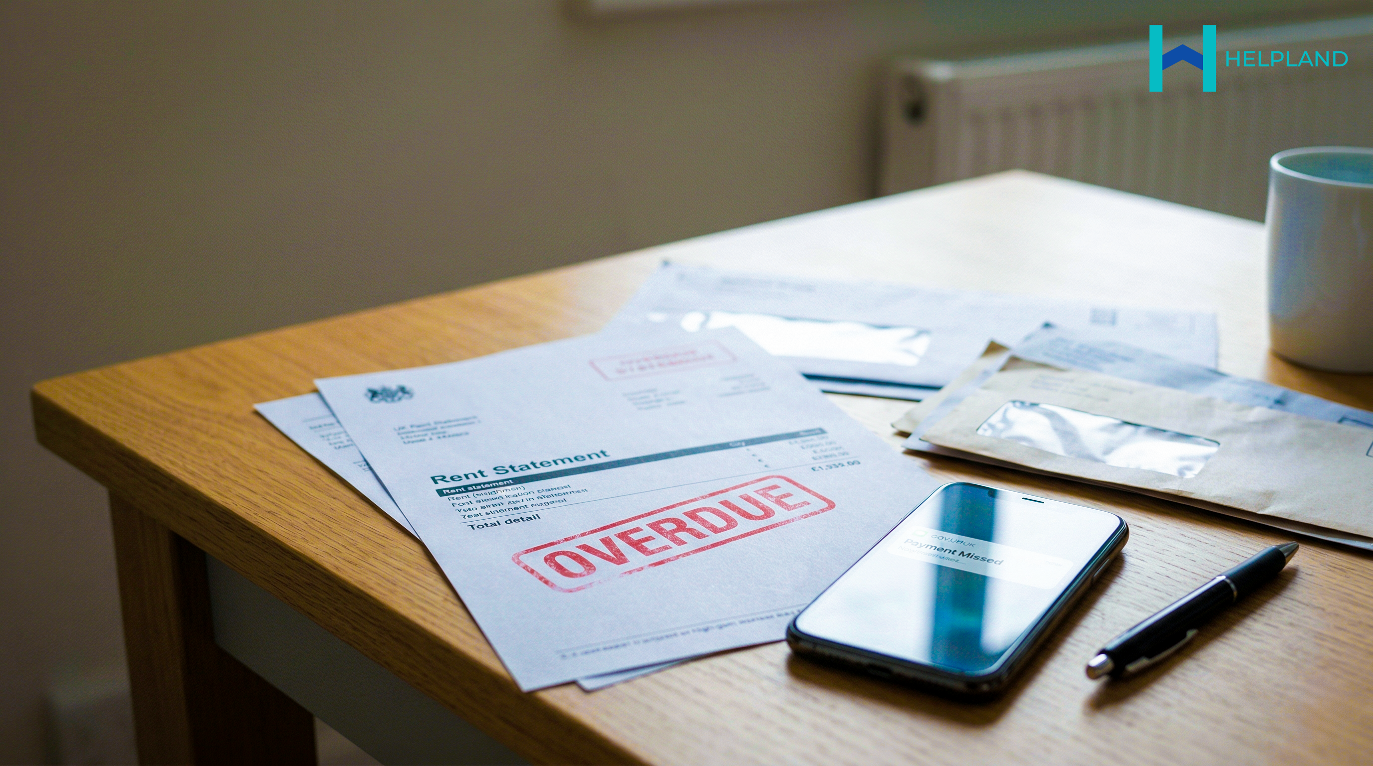 Closeup of overdue rent slip 